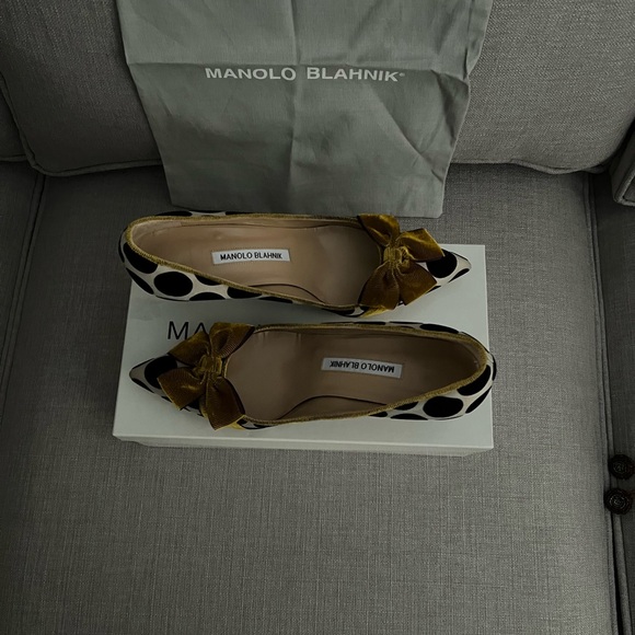 Manila Blahnik Gorina pumps Fabric Tricolour Polka Dot Velvet - Picture 3 of 3